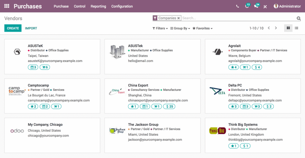 Odoo purchase order management software